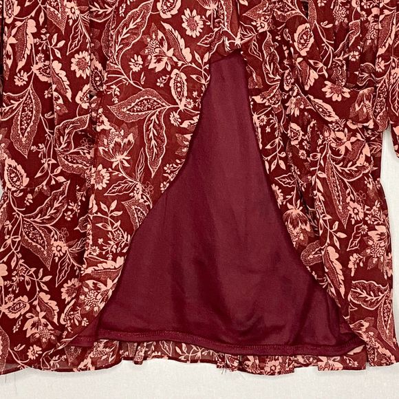 1.State Dress Large Burgundy Pink Floral Tunic Knee Length Fully Lined - Picture 7 of 10